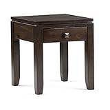 Simpli Home INT-AXCCOS-END-CF Cosmopolitan Solid Wood 18 inch Wide Square Contemporary End Side Table in Coffee Brown