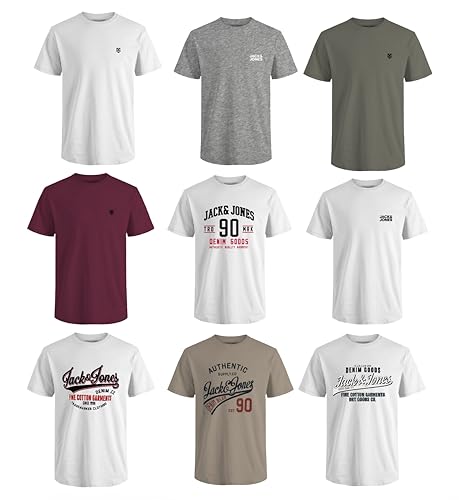 JACK & JONES Male Logo T-Shirt, White (5 x white + crocker), 3XL