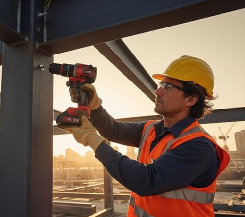 Image of XTOOLS 21V Cordless Impact Drill | 2-Speed Brushless Motor | 10mm Metal Chuck, LED Light | Heavy-Duty for Wood, Brick & Metal | Includes 2 Batteries & Charger