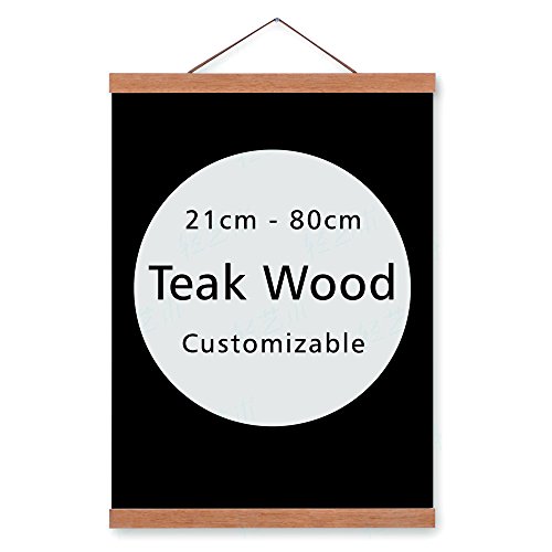 UniBridge DIY Natural Wooden Magnetic Photo/Picture/Canvas Painting/Poster Hanger for Home Decoration Wall Art - Teak Wood 40 cm (16 inch) with Cord
