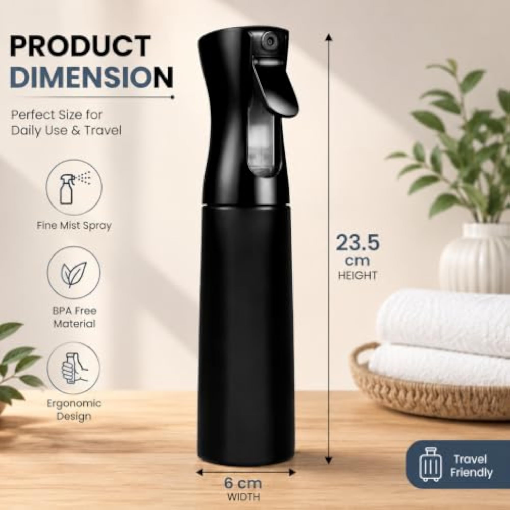 KP ENTERPRISE Refillable Empty Mist Water Spray Bottle for Taming Hair