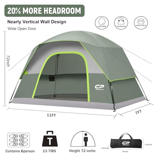 Image of CAMPROS CP Tents for Camping 2 /4 /6 Person, Waterproof Windproof Dome Tent