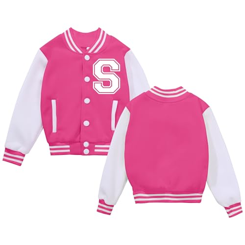 Image of BAICAIYU Kids Baseball Jackets Boys and Girls Varsity Coat Buttons Cardigan Letter Sport Letterman School Jacket
