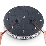Tongue Drum 6 pulgadas 11 Nota Tambu, Tambor de Lengua de Acero, Instrumento de Percusión, handpan de Acero para Educación Musical, Meditación, Yoga, Mejor Regalo para Niños y Adultos Principiantes.