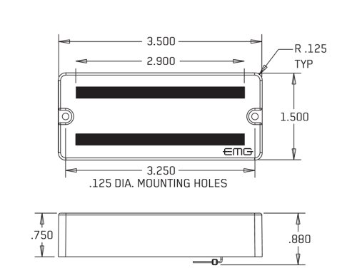EMG Pickups »60-7 | 7-STRING HUMBUCKER - BLACK« Pickup für 7-Saitige E-Gitarre | Position: Bridge/Middle/Neck| Farbe: Schwarz