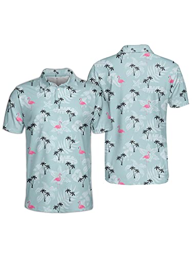 Palisar Hawaiian Golf Shirts For Men Flamingo Shirt Men Wild Golf Shirt Crazy Golf Shirts For Men Tropical Polo Shirts For Men #TOP2