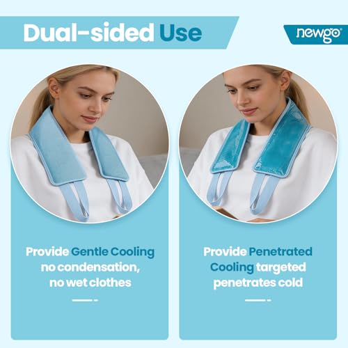 Image of NEWGO Ice Pack for Neck Pain Relief, FSA Eligible, Neck Ice Pack Wrap for Cervical Pain Relief, Office Pressure, Sports Injuries, Swelling - 24.8 inch x 4.13 inch (Pack of 2)