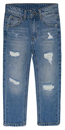 KIDSCOOL SPACE Little Girls Jeans,Elastic Band Inside Ripped Holes Denim Pants