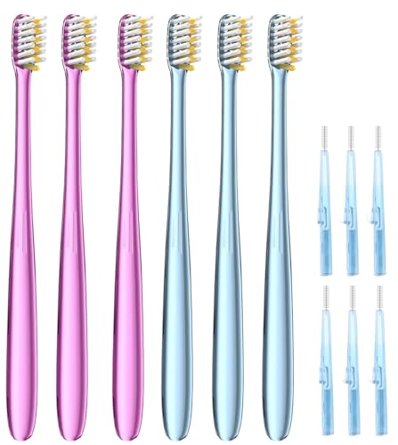 JTF Orthodontic Manual Toothbrush for Braces: 6 U-Shaped Tooth Brush with 6 Interdental Brushes, Ultra-Durable Bristles for Stain Removal and Deep Oral Clean, Toothbrushes for Tooth with Dental Device