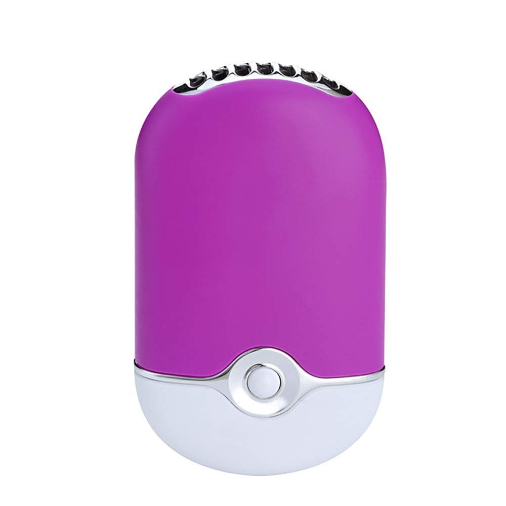 Handheld Mini Fan, Handheld USB Rechargeable Bladeless Air Conditioner Mute Electric Built-In Li-Ion Battery Powered Desk Cooling Fan,Puple