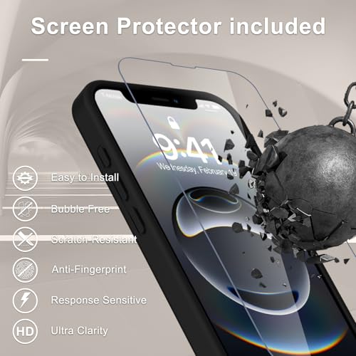 Image of YENAPOON for iPhone 17e Case, iPhone 16e Case, Matte Magnetic Phone Cover [with 1 Screen Protector] [Support for MagSafe] [Shockproof Military Grade Protection] Translucent Frosted Back, Black