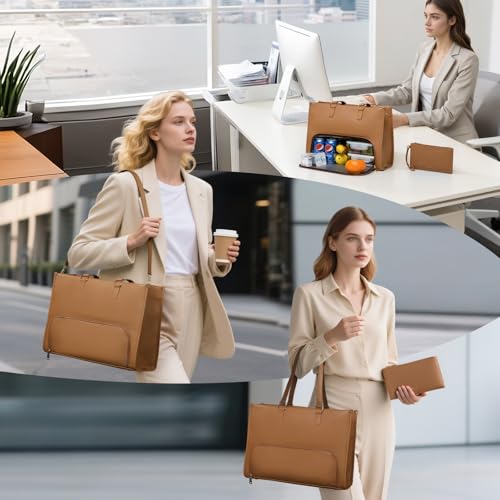 Keyli 3pcs Laptop Bag for Women 15.6 inch and Lunch Tote Bag for Women with Insulated Lunch Compartment Computer Briefcase - Image 6
