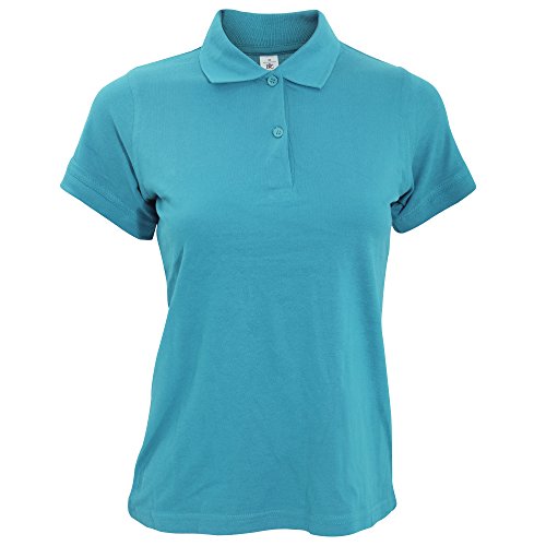 B&C- Polo de Manga Corta Safran Pure para Mujer (Extra Grande (XL)) (Azul ATOL)