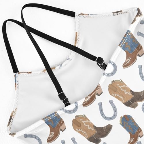 senya Girls Swimsuits One-Piece Swimwear Tie Bathing Suit Beach Summer Round Neck 7-8T Boots Horseshoe Pattern4