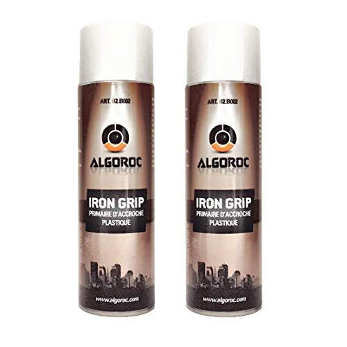 Primaire d'accroche Plastique professionnel avant peinture ou réparation Incolore IRON Grip Algoroc en spray de 500ml le lot de 2 Cover