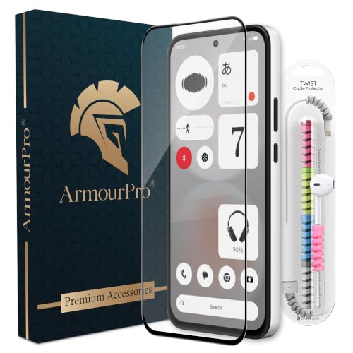 Image of ArmourPro Military-Grade Tempered Glass for Nothing Phone (4b) - 9H Anti Scratch, Edge-to-Edge Coverage, HD Clarity, Smooth Touch, Case Friendly, Easy Installation Kit with Cable Protector