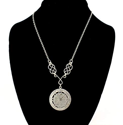 Aromatherapy Essential Oil Diffuser Necklace Locket Pendant, Silver Filigree Locket, 18 Inch Silver Chain with Celtic knots, 4 Replacement Pads Included, Picture Locket Fashion Necklace