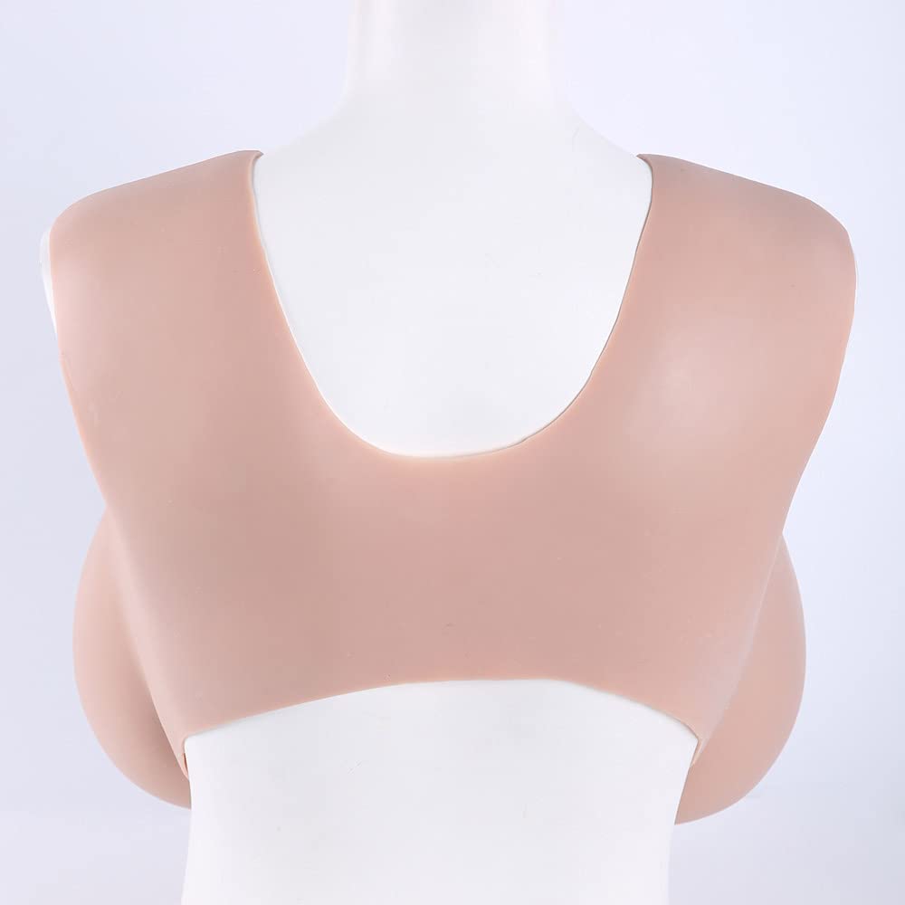 Prótesis de mama femenina de resección de senos con cuello bajo para cosplay, pecho falso, estilo chaleco crossdresser (copa D)