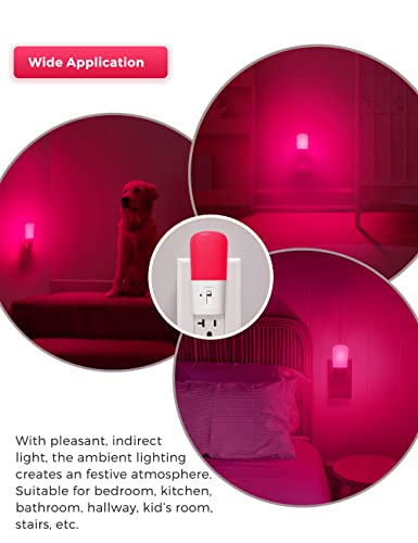 Lohas Pink Night Light, Dimmable Plug In Night Light With Dusk To Dawn Sensor, Brightness Adjustable 5-80Lm, Romantic Decorative Pink Lights, Valentine's Day Decorations 2 Pack #TOP6