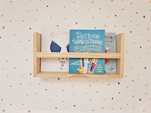TWR ® Estanteria infantil - Estantería Montessori- Expositor libros infantil para pared en madera natural - Medidas: 50cm x 25cm x 10cm (Hecho en España) (Simple (1 unidad)) Cover