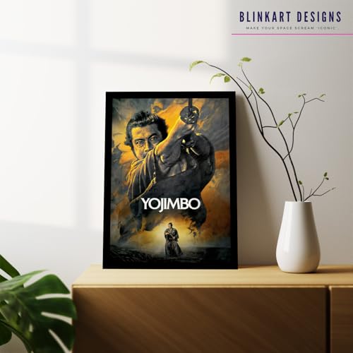 Image of BLINKART Yojimbo (1961) Movie Poster Frame 12x18 Inch | Premium 300 GSM Paper Wall Print | Vintage Film Artwork for Home, Bedroom, Living Room, Office | Framed Photo Decor