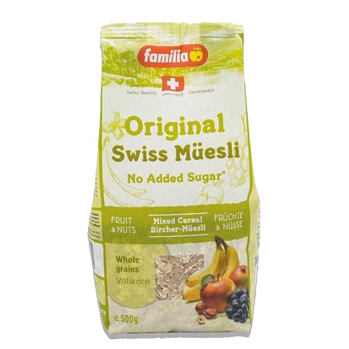 Familia Orginal Swiss Müesli 500 g - Birchermüsli ohne Zucker - Vollkorn - Früchte