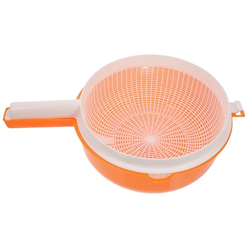 IWOWHERO Colador de Cocina Doble Capa Naranja Asas, Cesta para Secar Frutas y Verduras, Colador Desmontable para Lavar y Escurrir Alimentos, Utensilio Práctico Hogar Reutilizable