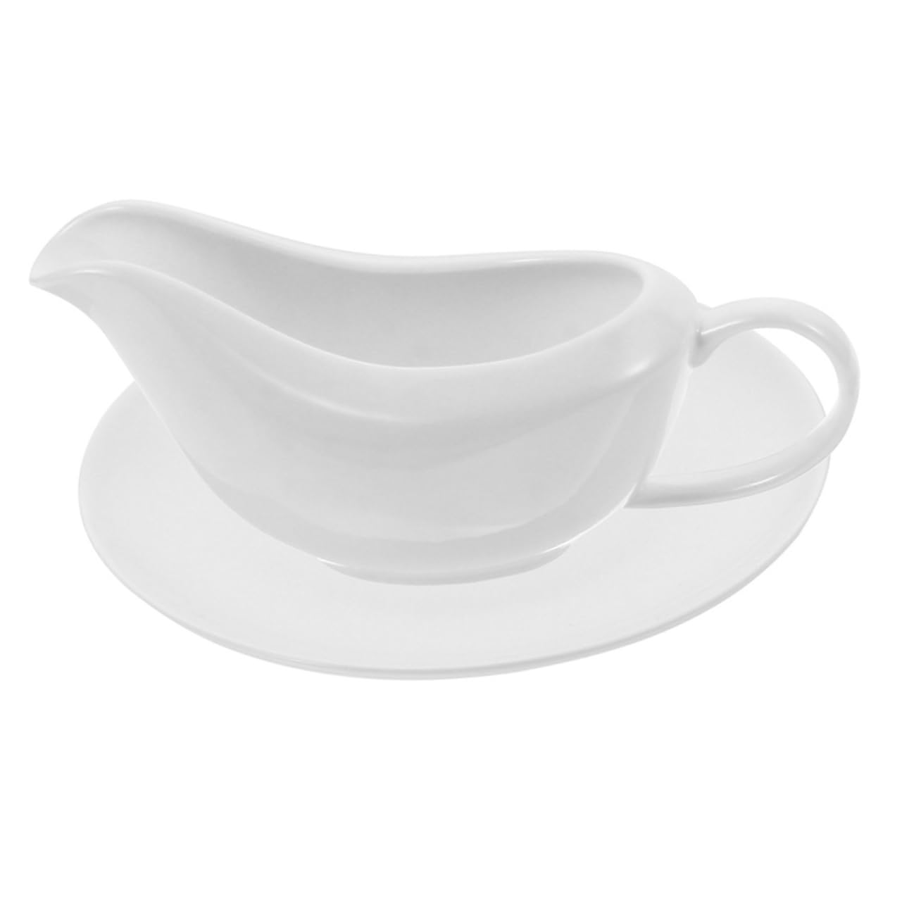 Healifty 1 Set Ceramic Gravy Boat with Tray Condiment Boat for Sauces Dipping and Drinks for Home Dining Picnics Barbecues for Gravy Milk
