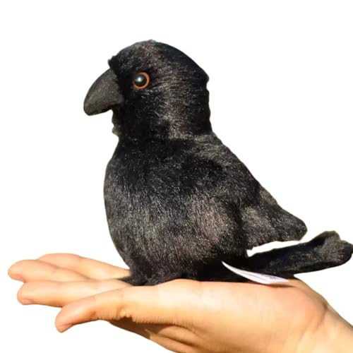 SYUSAMA Realistic Crow Plush Black Rave Stuffed Animal Cute Little Bird Home Decor 6''