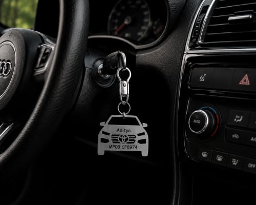 Image of Personalized Stainless Steel Key Chain /Key Ring | Durable, Compatible with All Models | Customized Car Number Plate | Ideal Gift for Him (Silver)