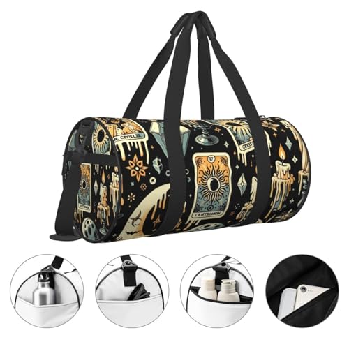 Sports Duffel Bag Tarot-Cards-Halloween Foldable Travel Tote Bag Weekender Sleepover Carry On Bag3