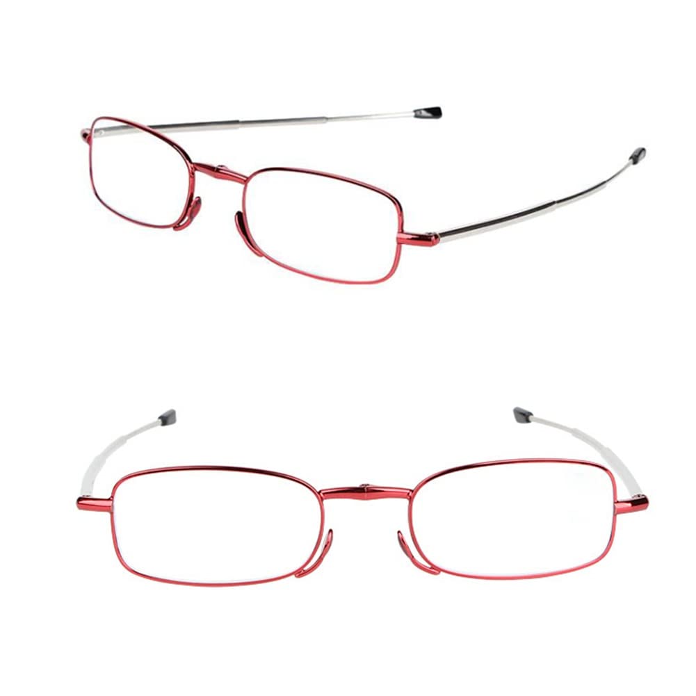 Składane Kompaktowe Okulary, Anti Blue Light Okulary do Czytania, Okulary dla Mężczyzn Kobiet (Color : Rouge, Size : 1.5)