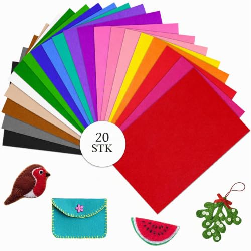 Flintronic 20 Stück Filzstoffbögen, 20x 30 cm, 1 mm Dicke, Verschiedene Farben, Filzstoffbögen für Basteln, Basteln, Nähen, Quadrate, Patchwork, Vliesstoff – Bild 8