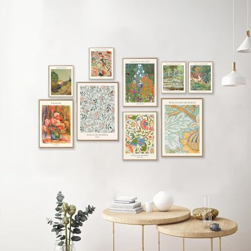 Vintage Eclectic Wall Art Prints Set of 9, Abstract Eclectic Wall Decor Matisse William Morris Van Gogh Monet Maximalist Famous Artist Painting Pictures, Trendy Maximalism Poster for Aesthetic - Image 4