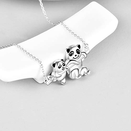 Mutter und Tochter Halskette, Panda Halskette Sterling Silber S925 Nette Halskette Tier Panda Anhänger Mutter Halskette Tochter Halskette (Panda Halskette) - 5