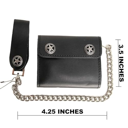 Milwaukee Leather MLW7823 Men's 4.25" Western Star Black Bi-Fold Leather Biker Wallet w/Anti-Theft Stainless Steel Chain - 4.25 Inch3