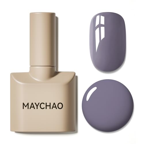 MAYCHAO 15ML Gel Nail Polish 1Pc Grayish Purple Gel Polish Soak Off UV LED Nail Polish Nail Art Starter Manicure Salon DIY at Home, 0.5 OZ