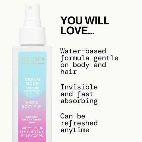 Image of Pacifica Hair Perfume & Body Fragrance Spray Mist - Dream Moon with Vanilla, Almond & Spices - Alcohol-Free, Vegan & Cruelty-Free, 6.5 oz