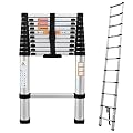 Aluminum Multi-Purpose Telescoping Ladder 10.5ft Extension Folding Ladder, 330lbs Max Load, Portable Collapsible Ladder for Home Office RV Roof, Adjustable Height, EN131 Certificated