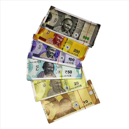 Image of Money for Kids Indian Rupee Currency Notes Money Combo Pack (25 Each) in Vibrant Multi Colors for Kids Rs.10,20, 50,100,200, & 500 Nakli Notes or Playing Money Notes (Dummy Notes)