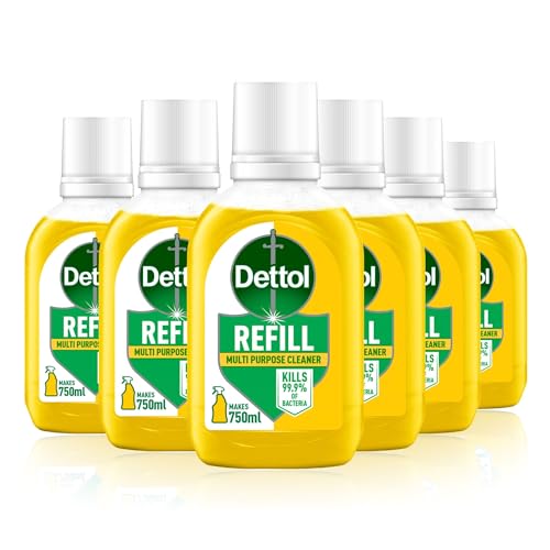 Dettol Cleaner Spray Refill, Citrus, Multipack of 6 X 50ml, Total 300ml, Makes 750ml Per Refill, Kitchen Spray Cleaner, Kills 99.99% of Germs, Antibacterial, Disinfectant, Household Cleaners