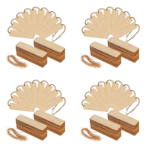 Marque-pages en bois vierges lot de 200 avec cordes pour loisirs créatifs