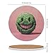 Ceramic Coasters Drink Coasters with Cork Backing Green Smiley Face Round Marble Coaster Non-Slip Absorbent Coaster Sets of 6PCS Cup Pad for Table Protection Housewarming Gifts