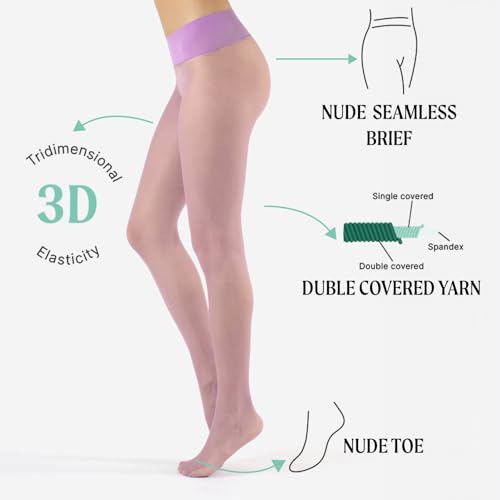 Image of CALZITALY Seamless Sheer Tights, Comfortable Waistband, 15 Denier Pantyhose Multi Colors Made in Italy