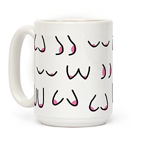 LookHUMAN Doodle Boobs White 15 Ounce Ceramic Coffee Mug