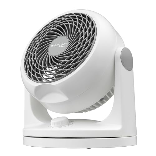 Iris Ohyama Woozoo, 23m², Ventilator, Weiß, 3 Geschwindigkeiten, Oszillierend, leise, Table Fan, Tischventilator, Lüfter, Bodenventilator, tragbarer, Portable, Cooling, Desk Fan, PCF-HD18