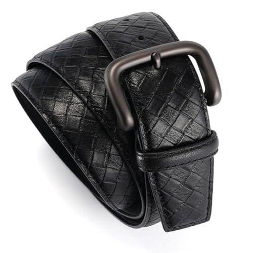 Men's Belt First Layer Cowhide Hand-woven Embossed Belt Business Casual Gifts3
