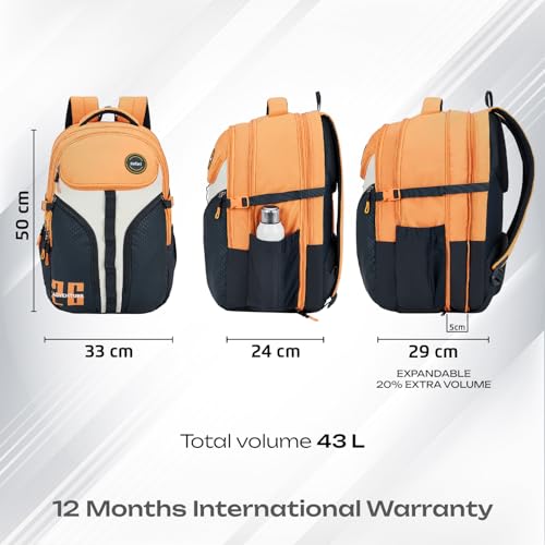 Image of Safari 43L Expandable Laptop Bag with Armor Base, Raincover, 3 Compartments, Compression Straps, Large Size Travel Bag, Ideal For 3-4 Days Staycations, Hiking, Office Bag