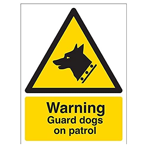 vsafety 6e013an-s 'Cani da guardia di pattuglia di avvertimento segno sicurezza, vinile autoadesivo, verticale, 150 mm x 200 mm, colore: nero/giallo