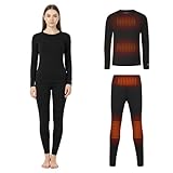 Sun Will Thermal Underwear Set Women Men,Breathable Flexible undershirt snow gear for Home Indoors, Outdoors, Sports,Winter (Black, XL)
